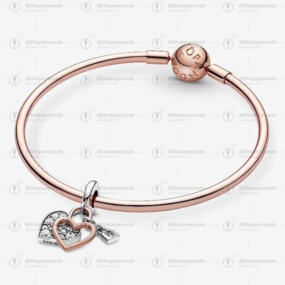 Pandora Heart Padlock Double Dangle Charm - Picture 4 of 6